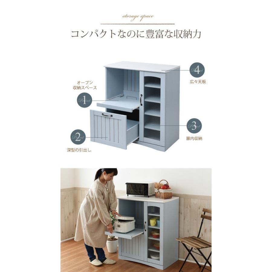 キッチンカウンター 幅75 フレンチスタイル ブルー&ホワイト フレンチカントリー家具｜zakka-gu-plus｜02