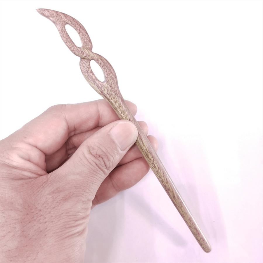 かんざし 簪 木製 緑檀 60 8の字 普段使い シンプル 天然木 木彫り