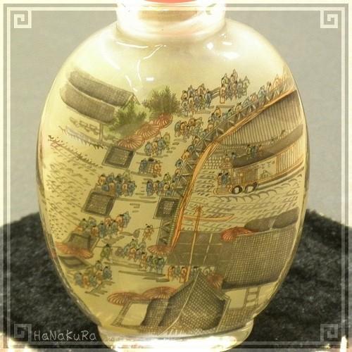 鼻煙壷 鼻煙香 52 清明上河図 内側から手描き 工芸品 鼻煙壺 内絵 