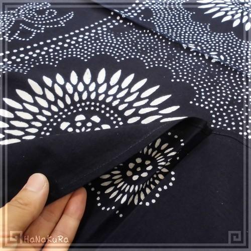 藍染め テーブルクロス 円形 直径200cm 「菊花円紋(円形)」 藍印花布