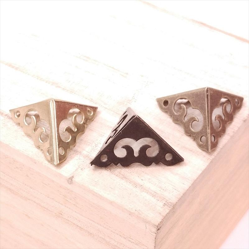 中華装飾金具 三面 三角飾り 20-20mm-1 金色/黒色/銅色 1個 銅真鍮製
