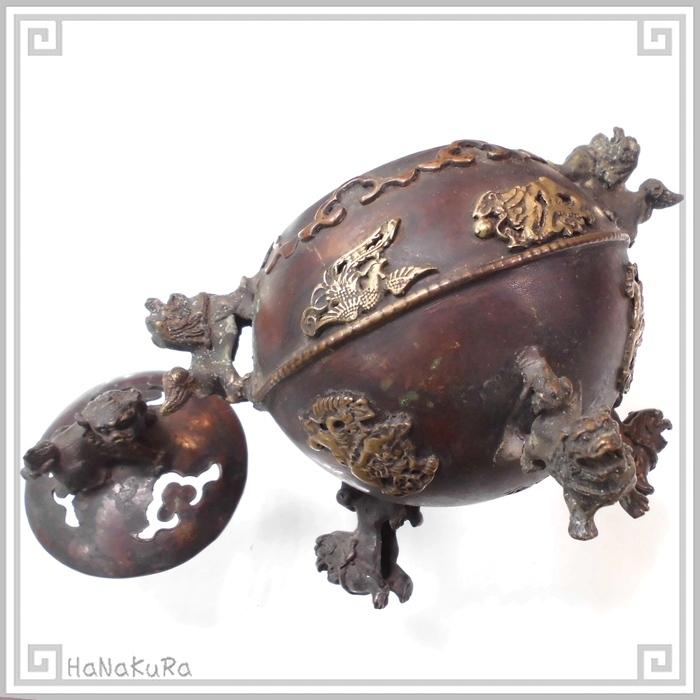 [銅器] 香炉：戯獅子 銅器] 香炉：戯獅子 高岡銅器 香炉 | 獅子 煮色 | 銅 | 喜泉