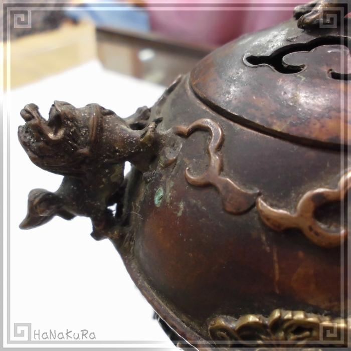 銅器] 香炉：戯獅子