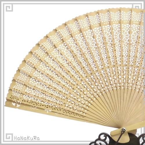 白檀 扇子 インド産白檀 檀香扇 XS102-32 天然木 工芸扇子 20cm