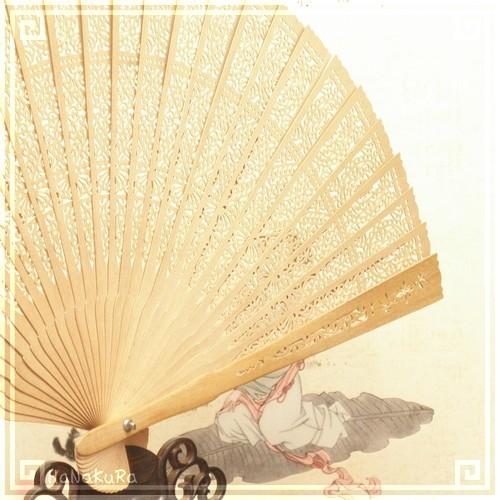 白檀扇子 vintage 白檀扇子 小花文様/20.5cm byakudan04 - itotsune