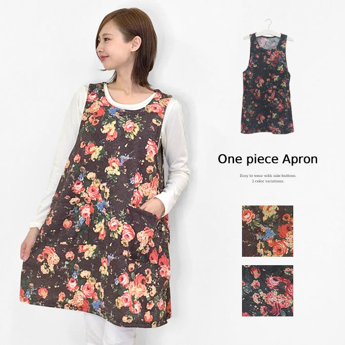 エプロン ワンピース 花柄 かぶる 袖なし プレゼント ギフト 敬老の日 メール便可 De Apron 2353 雑貨のお店 Happy Bird 通販 Yahoo ショッピング