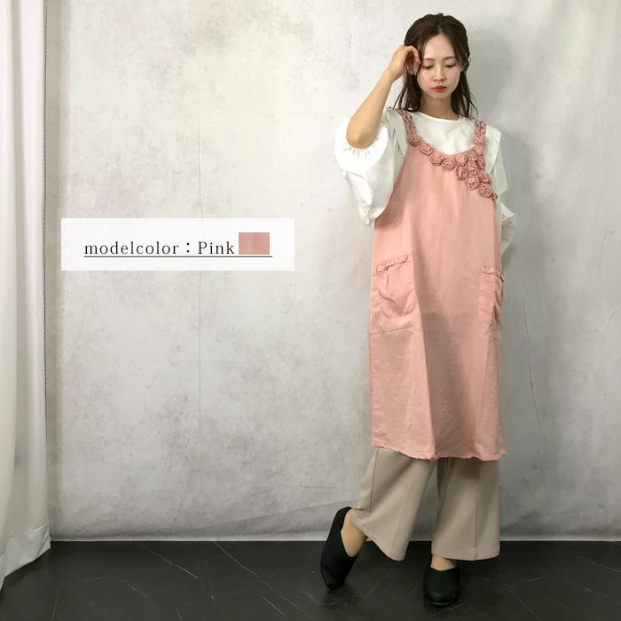 新品 お花モチーフ あったかエプロンドレス ワンピース 新品 お花モチーフ あったかエプロンドレス ワンピース