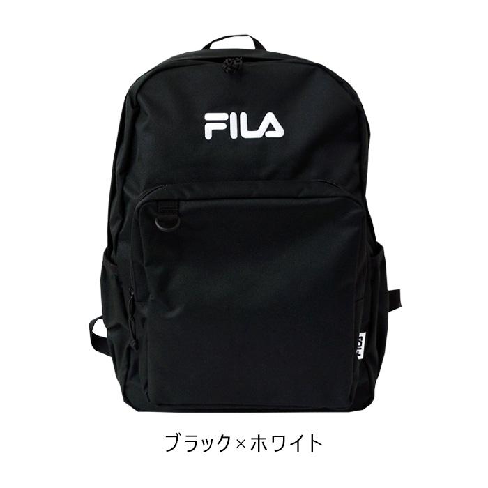 FILA フィラ デイバッグ リュック 大容量 23L A4 ロゴ 黒 ブラック おしゃれ 通勤 通学 シンプル プレゼント ギフト クリスマス / メール便不可｜zakka-happybird｜02