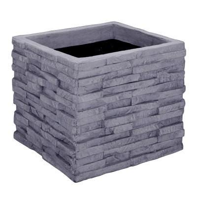 大型鉢カバー コバ積みプランター 41型 グレー 41×41×H39cm【大和プラ販 ヤマトプラスチック グラスファイバー FRP 植木鉢 4903266716547】