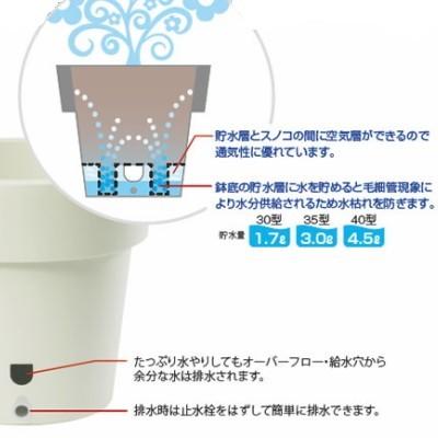 底面給水鉢 ウォータープラス 35型 アイボリー【大和プラ販 ヤマトプラスチック鉢 4903266727000】｜zakka-life｜02