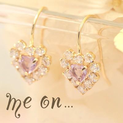 ピアス me on... K10ピンクゴールド プチピアス ハートデザイン 