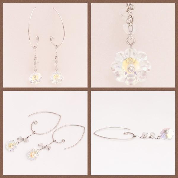 ピアス me on... K10ホワイトゴールド フックピアス ブルームーン 