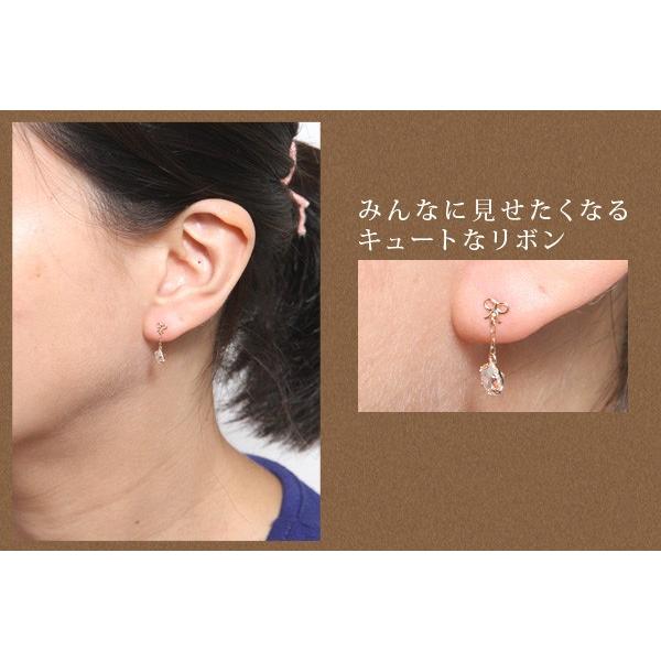 ピアス me on K10イエローゴールド リボンモチーフピアス