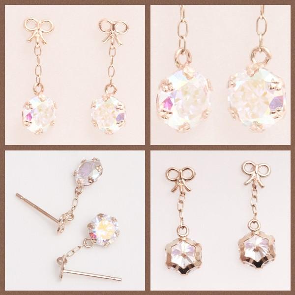 ピアス me on K10イエローゴールド リボンモチーフピアス