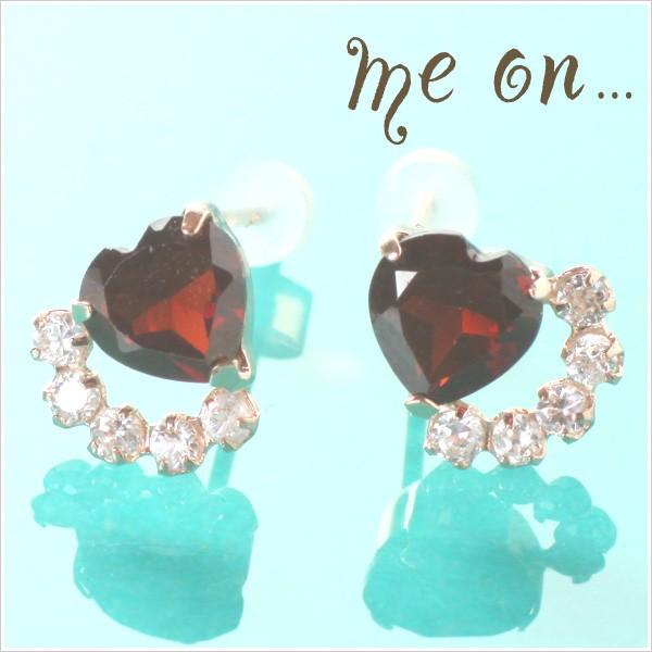 ピアス me on K10ピンクゴールド デザインピアス ハートシェイプ