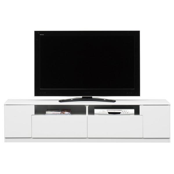 【良品】ホワイト テレビボード／ローボード ローボード テレビ台 幅180cm ホワイト オープン収納棚付き 日本