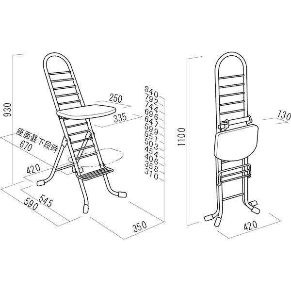 シンプル 折りたたみ椅子 〔ブラック×ブラック〕 SH31〜84cm スチールパイプ〔代引不可〕 折りたたみ椅子 シンプル SH31 84cm