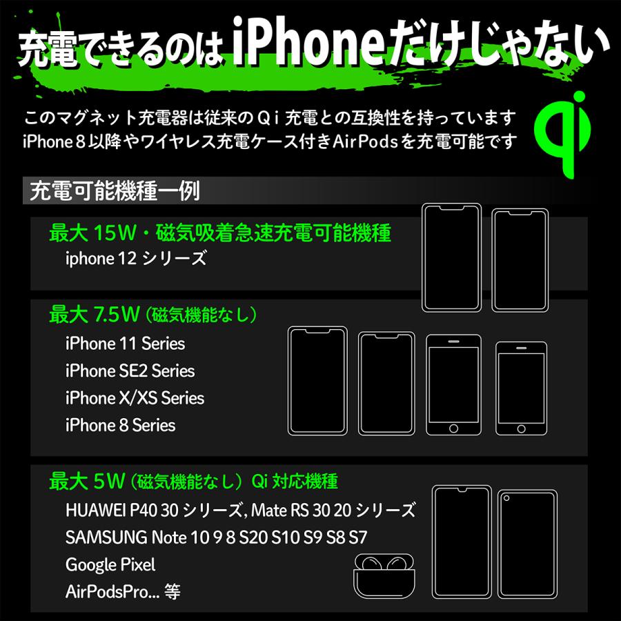 ワイヤレス充電器 MagSafe充電器 iPhone12 Qi 急速充電器 最大15W マグネット式 磁石ワイヤレス Qi急速充電器 iPhone 12 Pro Mini ProMax Quorl |  | 07