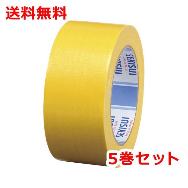 積水 カラー布テープ 5巻 廉価版NO.600V 黄 ガムテープ