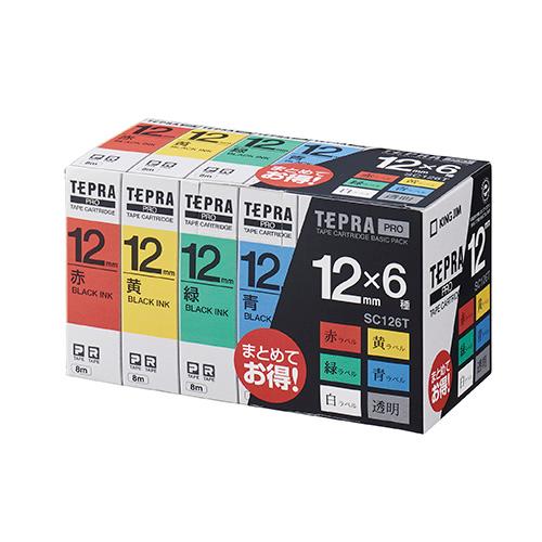テプラPROテープ SC126T ・ベーシックパック12ミリ幅 ６巻入 テプラカートリッジ キングジム
