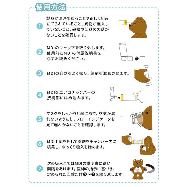 エアロチャンバー・プラス 静電気防止タイプ マスク付き小児用 (一般医療機器 1歳〜5歳 スペーサー 吸入 エアロチャンバー) 即納｜zakka-nekoya｜05