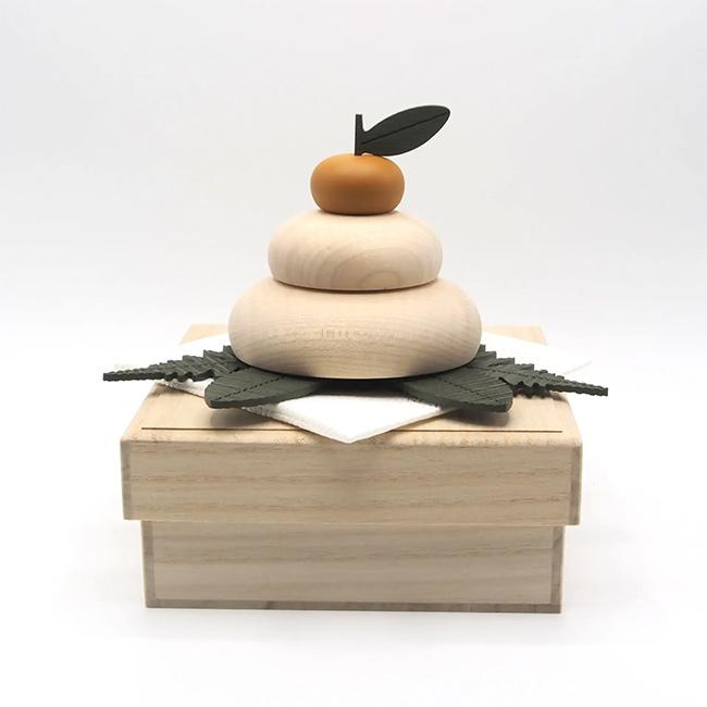 正月 鏡餅 木製 きのいい鏡餅 桐箱付き　日本製 きのいい鏡餅 桐箱＆金襴敷布付き(鏡餅 木製 飾り 正月飾り 日本製 木