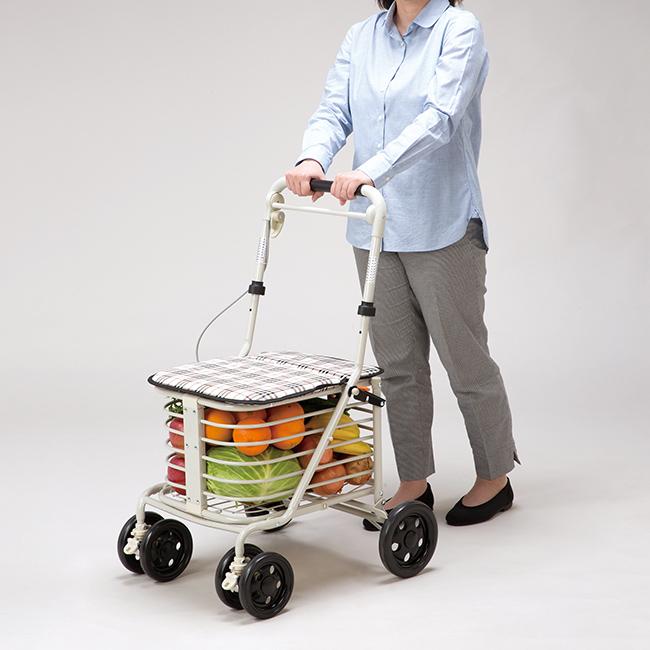 腰かけ付カート(シルバーカー 座れる おしゃれ 軽量 コンパクト