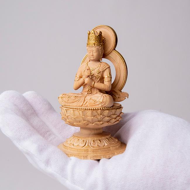 極小仏 大日如来(大日如来像 仏像 木製 木彫り 柘植 ツゲ 高さ9.5cm
