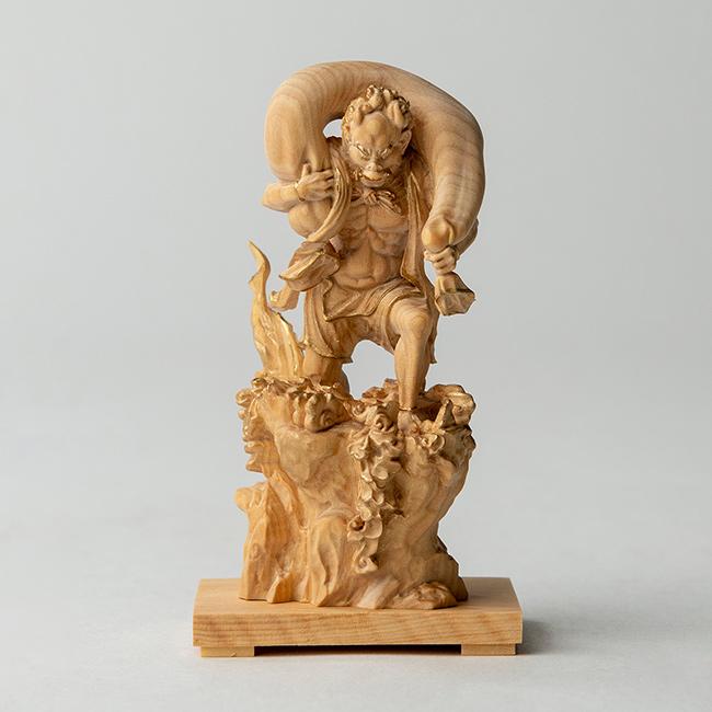 高品質 木彫仏像 風神立像 彫刻 仏教工芸 柘植材 仏師で仕上げ 高品質 木彫仏像 風神立像 彫刻 仏教工芸 柘植材 仏師で仕上げ