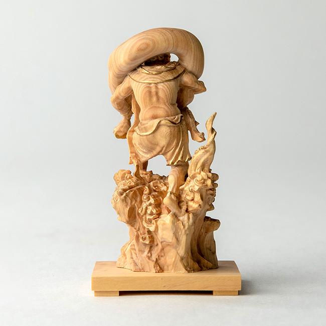極小仏 風神(風神像 神様 仏像 木製 木彫り 柘植 ツゲ 高さ9.5cm