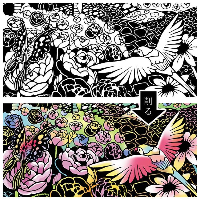 心がやすらぐスクラッチアート 夢いっぱいの薔薇の花園(スクラッチ