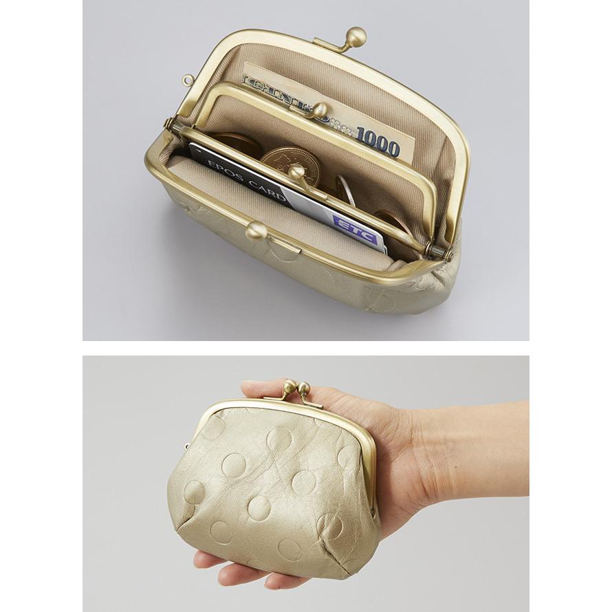 国産 姫路牛革 ドットがま口 ミニ財布(がま口 財布 がま口財布