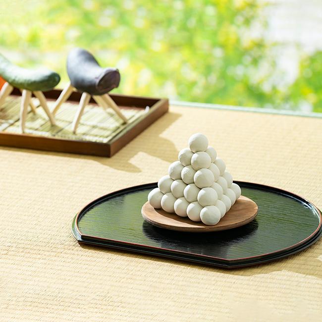 MORITA 木彫り お月見団子 積み団子(木製 お月見 だんご 飾り お団子