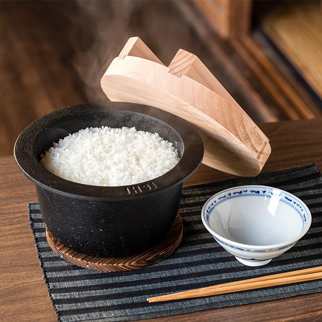 南部鉄器　釜飯セット　２セット 南部鉄器 1CHI TETSUGAMA 鉄釜 IH 2合用(日本製 羽釜 鉄 羽釜ご飯 木