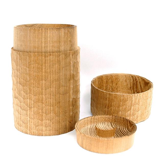 63 ロクサン 木製茶筒 一刀彫 0721-001(茶筒 木製 茶葉入れ お茶っぱ