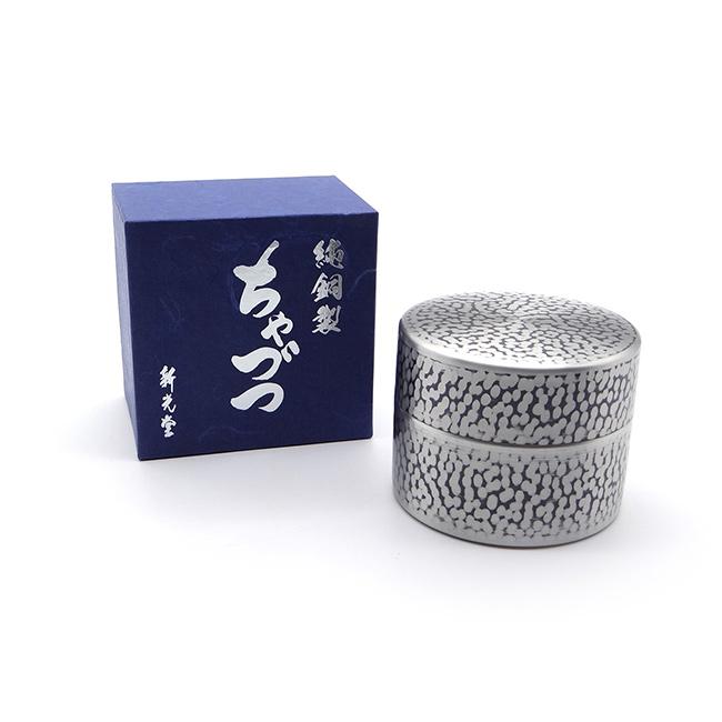 新光堂 COPPER100 純銅 鎚目茶筒 中(新光金属 高級 茶筒 茶缶 日本茶