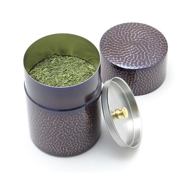 新光堂 COPPER100 純銅 鎚目茶筒 大(新光金属 高級 茶筒 茶缶 日本茶