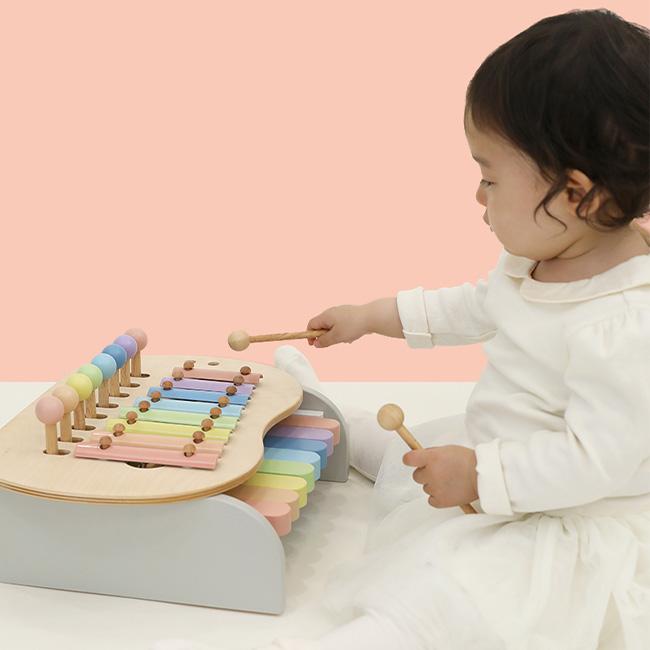 スウィートメロディーメーカー(木のおもちゃ 音 おもちゃ 知育玩具 音あそび 楽器 鍵盤 ピアノ 鉄琴 シロフォン 楽譜付き) 即納_3
