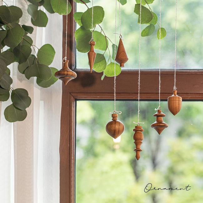 チークのオーナメント 7種(クリスマス オーナメント 木製 北欧