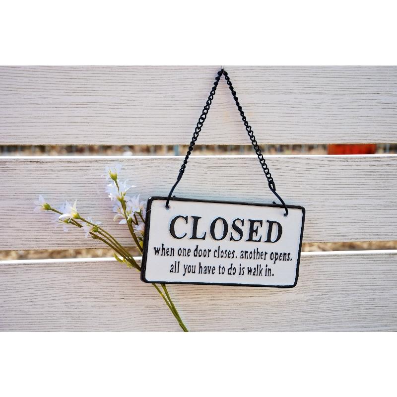 OPEN & CLOSED アイアンプレート オープン クローズ 玄関サイン 裏表