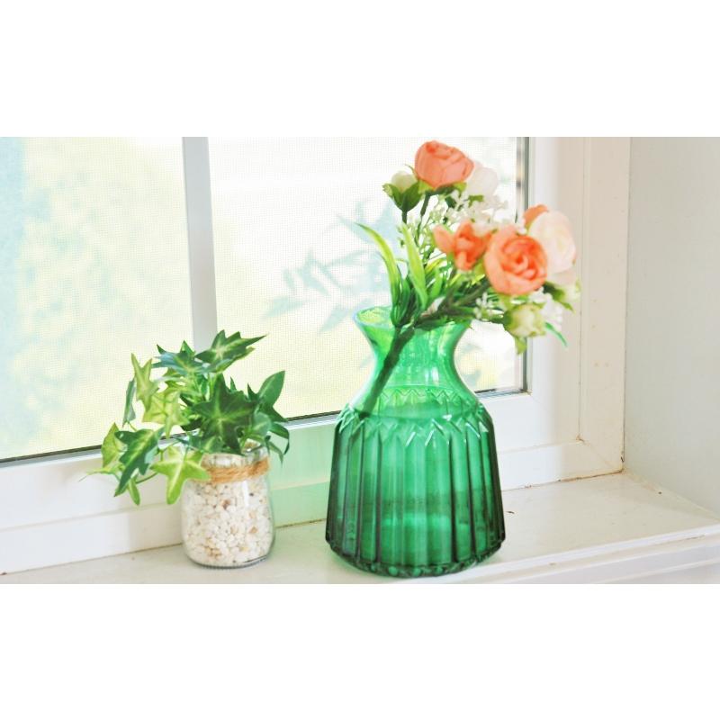ガーデニング雑貨 一輪挿し 花瓶 ガラスボトル きれいな色 グリーン