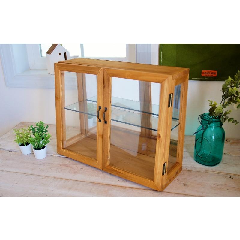 キャビネット レトロ ミラー 鏡張り ラスティ ダブルドアケース