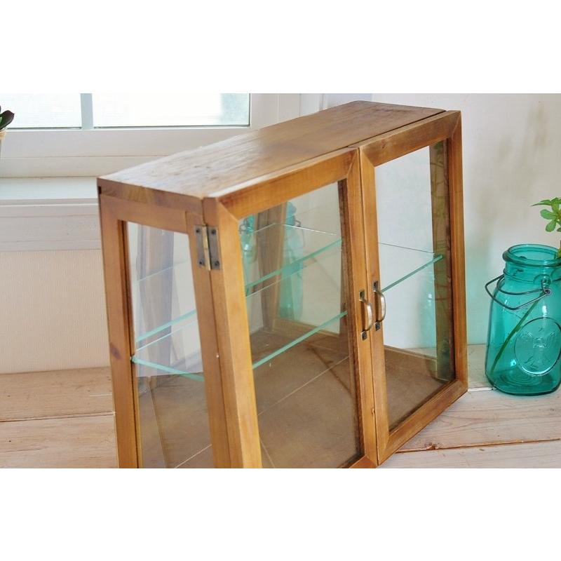 キャビネット レトロ ミラー 鏡張り ラスティ ダブルドアケース