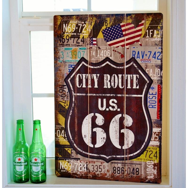 サインボード 木製 ヴィンテージ CITY ROUTE 66 USA 看板 シティ 