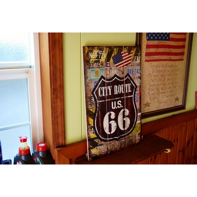 サインボード 木製 ヴィンテージ CITY ROUTE 66 USA 看板 シティ 