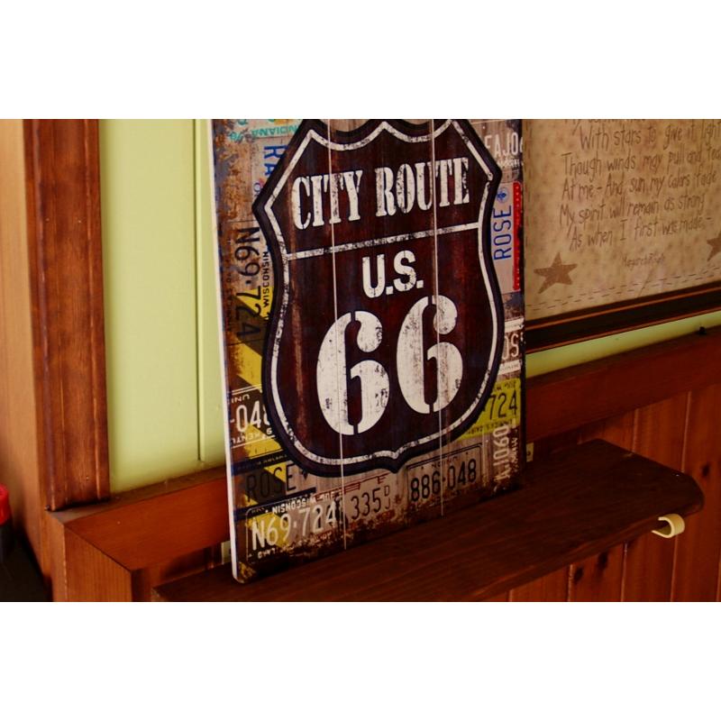 ルート66  ウッド 壁掛け サインボード 木製 ヴィンテージ CITY ROUTE 66 USA 看板 シティ