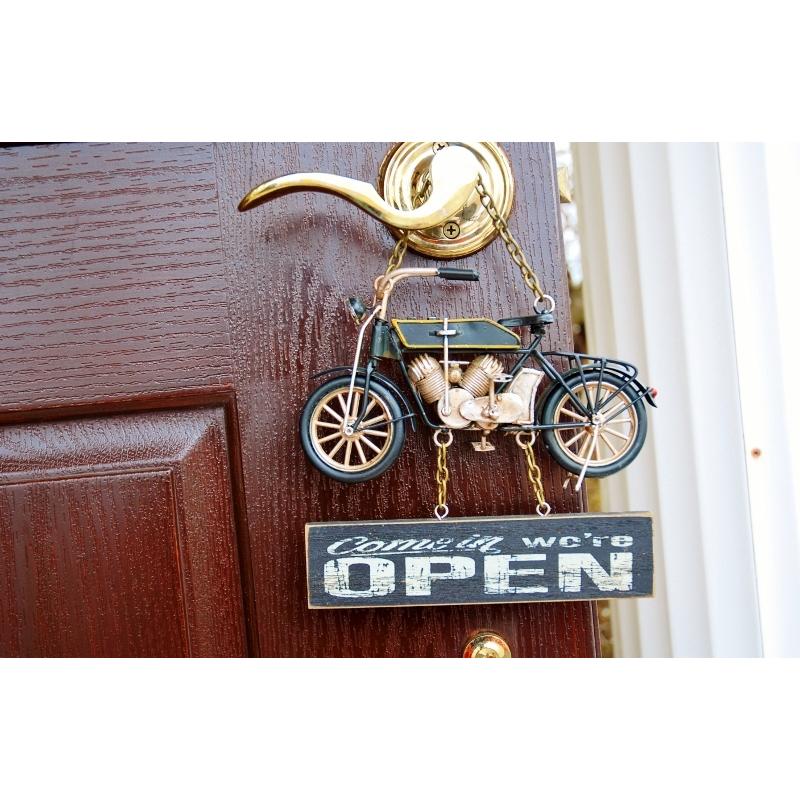 バイク型オープン・クローズサイン サイン バイク レトロ 営業サイン ドアプレート オープン&クローズ