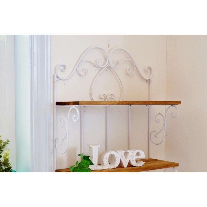 シェルフ 白 ツーティア アイアンシェルフ ウォールシェルフ タオル