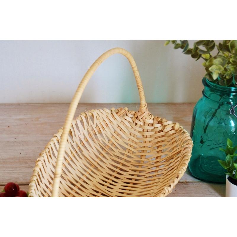 トレイ アーモンドバスケット 籐 トレー ハンドル ナチュラル ラタン