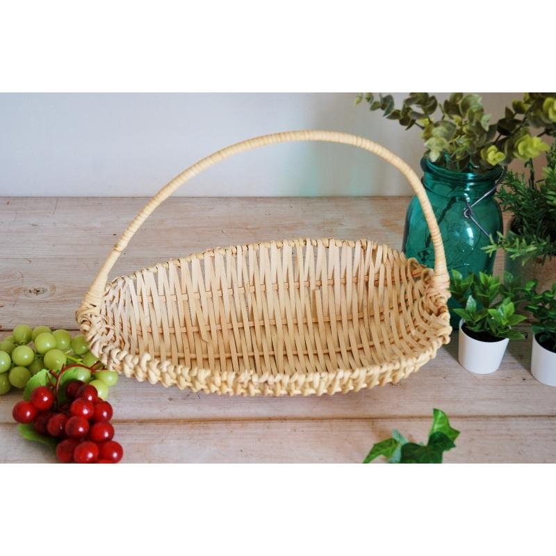 トレイ アーモンドバスケット 籐 トレー ハンドル ナチュラル ラタン